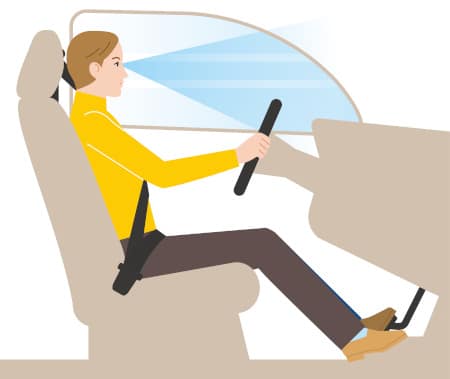 correct sitting position in the car